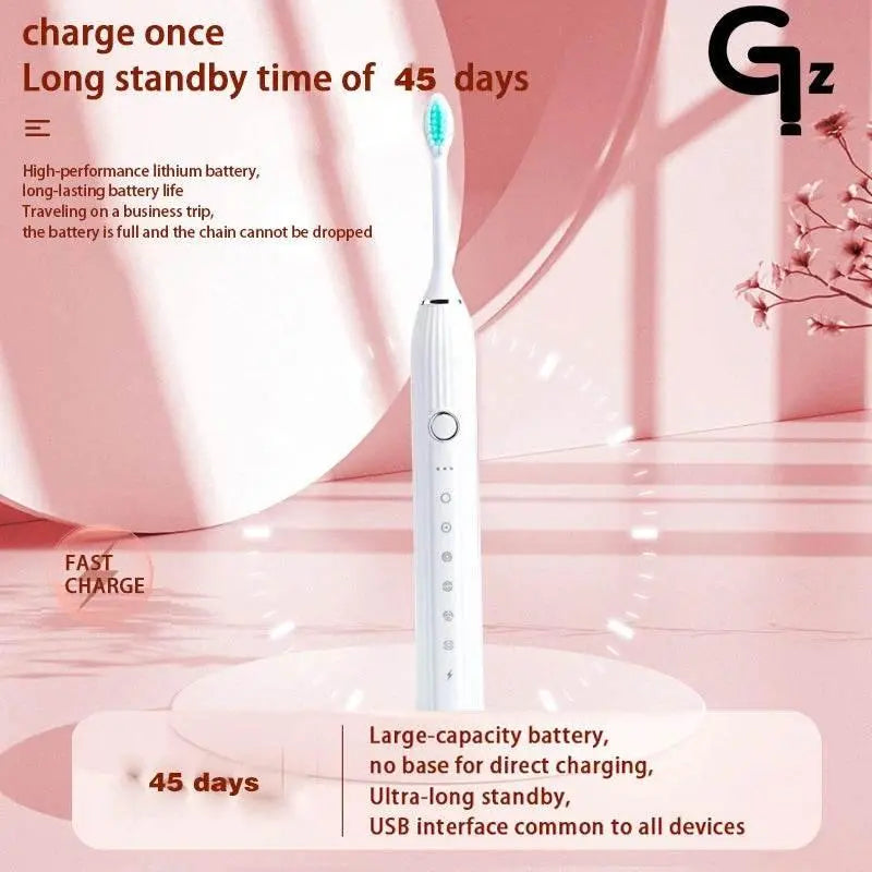 GeZhou N105 Sonic Electric Toothbrush Adult Timer Brush USB Rechargeable Electric Tooth Brushes with 8pcs Replacement Brush Head - ACHETE LTD