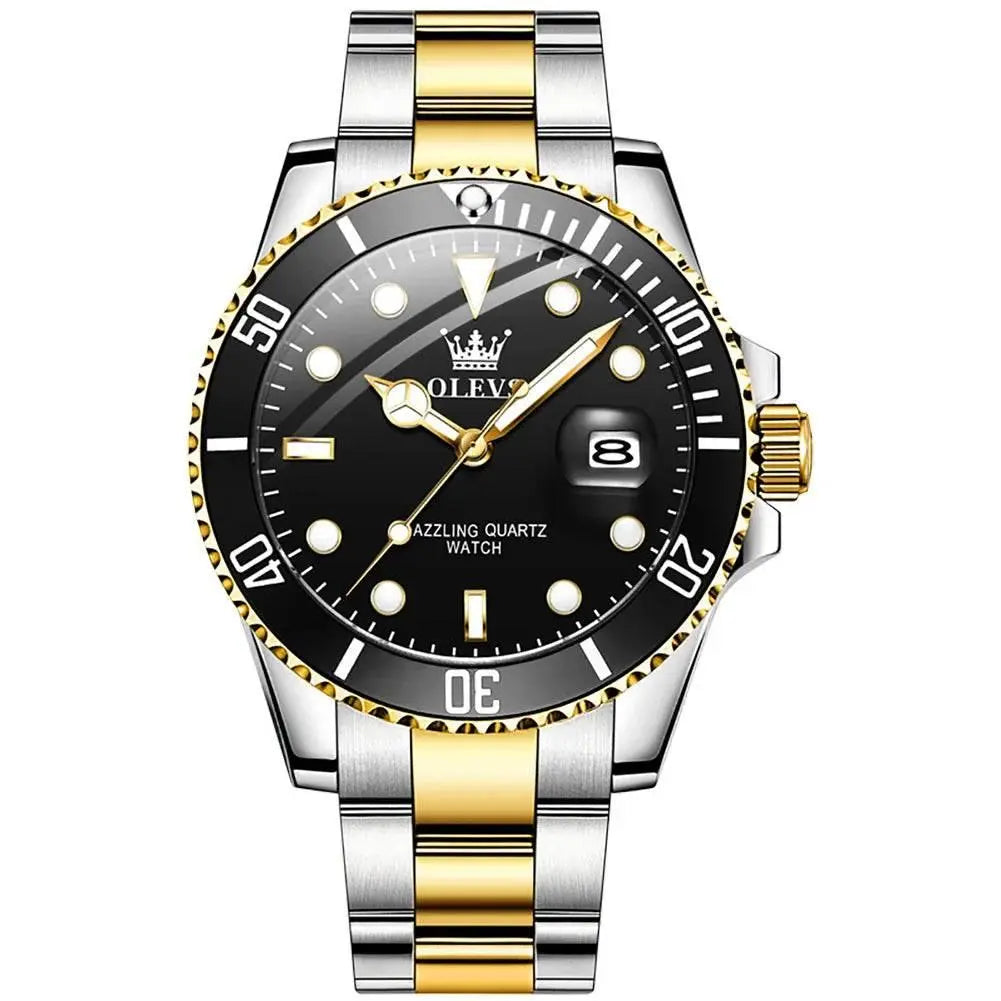 OLEVS Men Watch Diver Green Waterproof Watch for Men Stainless Steel Quartz Men Luxury Watch Luminous - ACHETE LTD