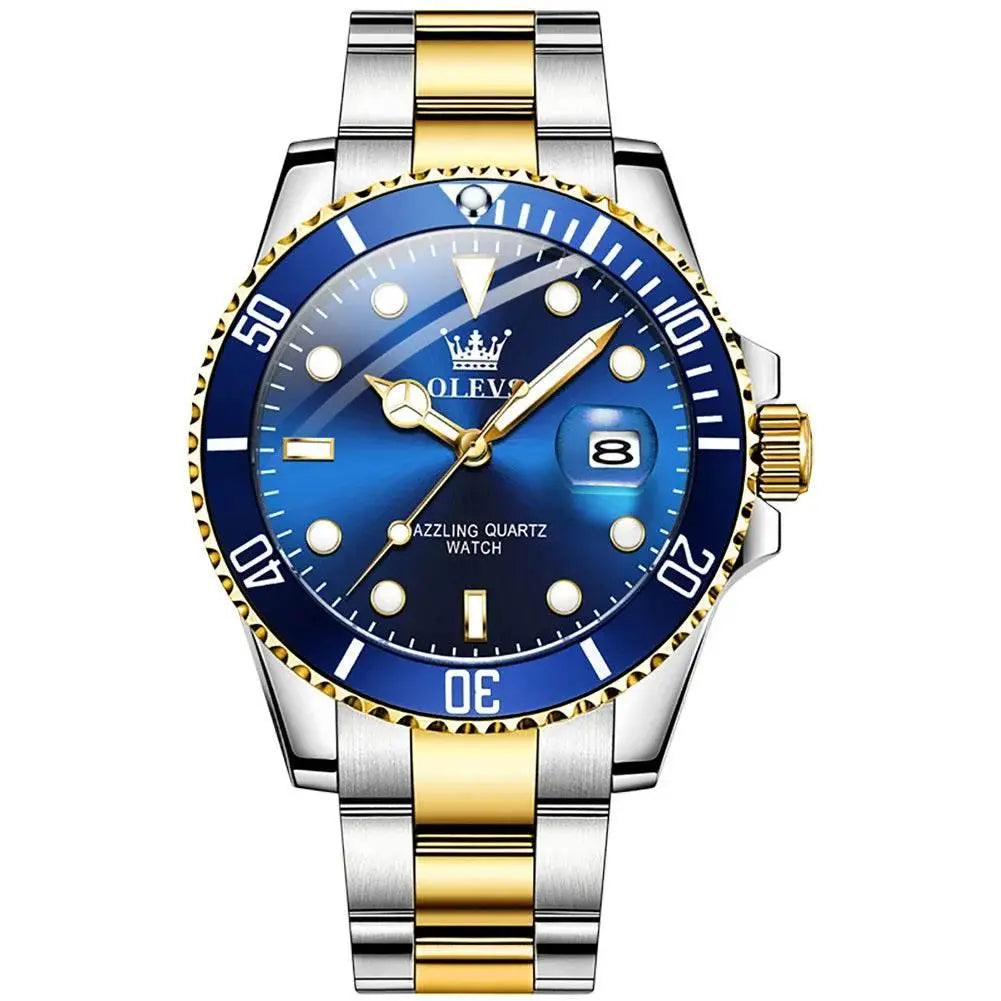 OLEVS Men Watch Diver Green Waterproof Watch for Men Stainless Steel Quartz Men Luxury Watch Luminous - ACHETE LTD