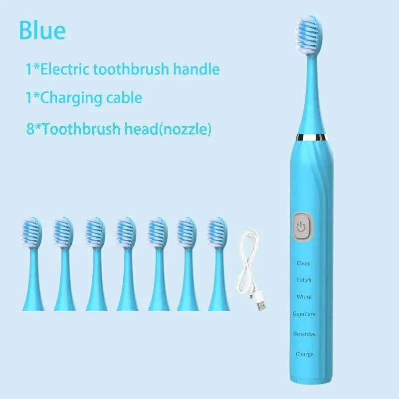 Sonic Electric Toothbrush Cleaning Brush For Adult Automatic Rechargeable Soft Hair Waterproof Ultrasonic Tooth Brush 4 heads - ACHETE LTD