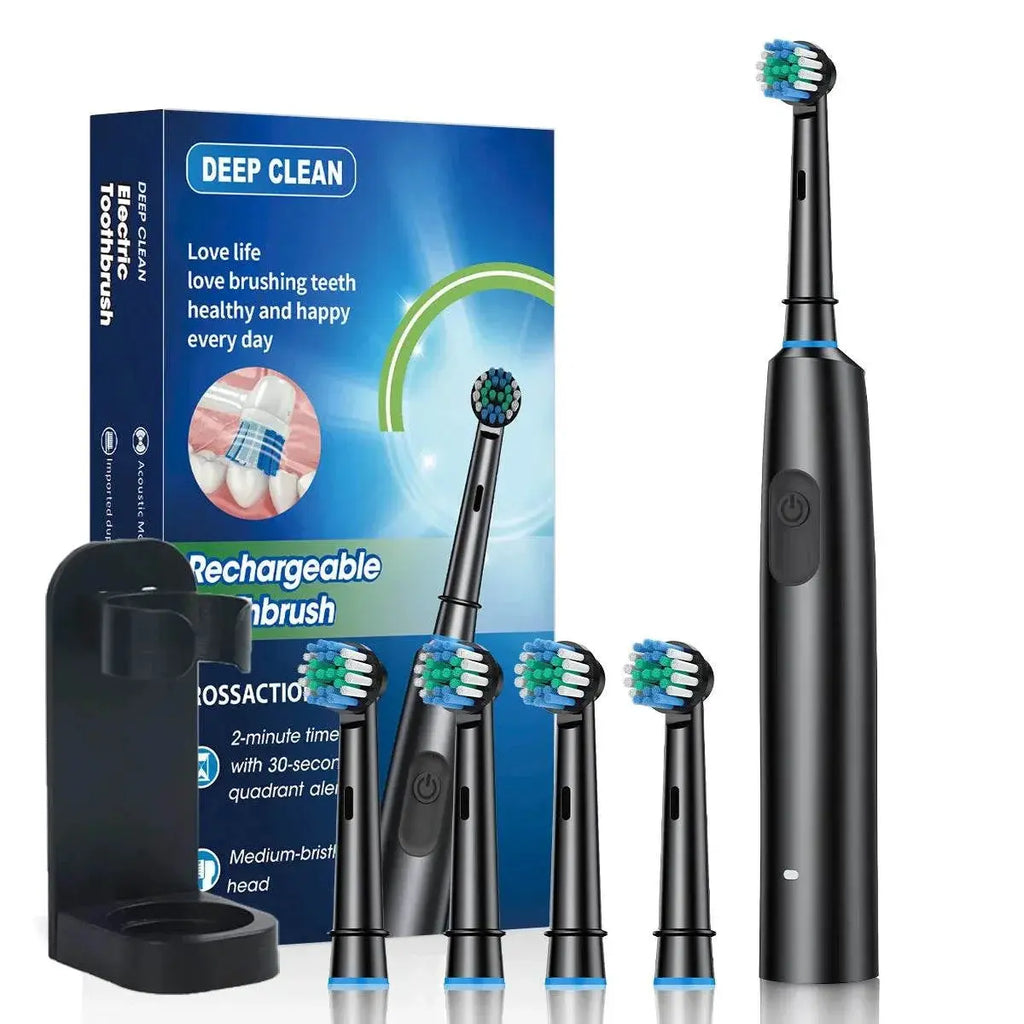 Rechargeable Electric Toothbrush Rotating 2 Minute Timer Electric Tooth Brush for Adults with 8 Brush Heads Sensitive Gum Care - ACHETE LTD