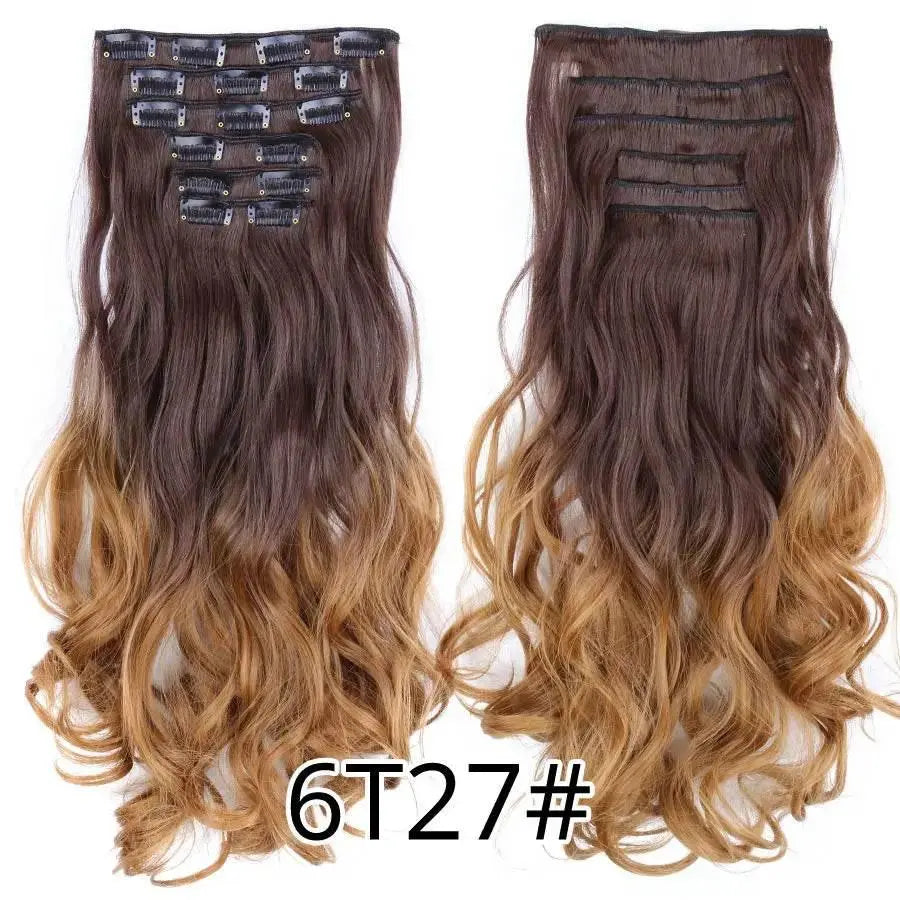 Leeons Synthetic Hair Curly Clip In Wig Extension 16 Clips In Hair Extension Hair Pieces Fake Hair Extension Synthetic 49 Colors - ACHETE LTD