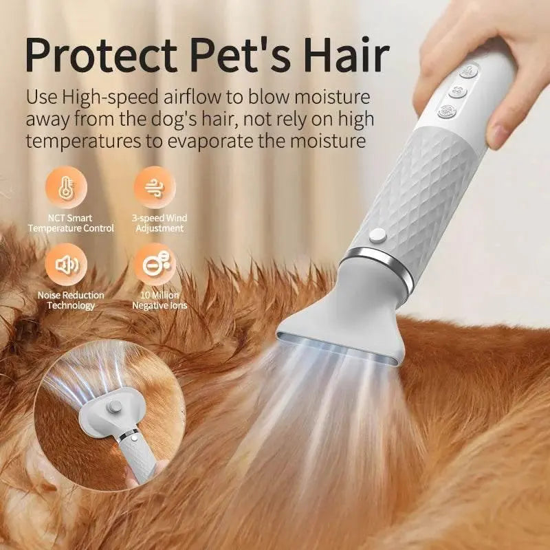 ROJECO Portable 2 in 1 Pet Hair Dryer for Cat Dog Grooming Comb Brush with Electric Spray Water Steam Mute Pet Hair Water Blower - ACHETE LTD