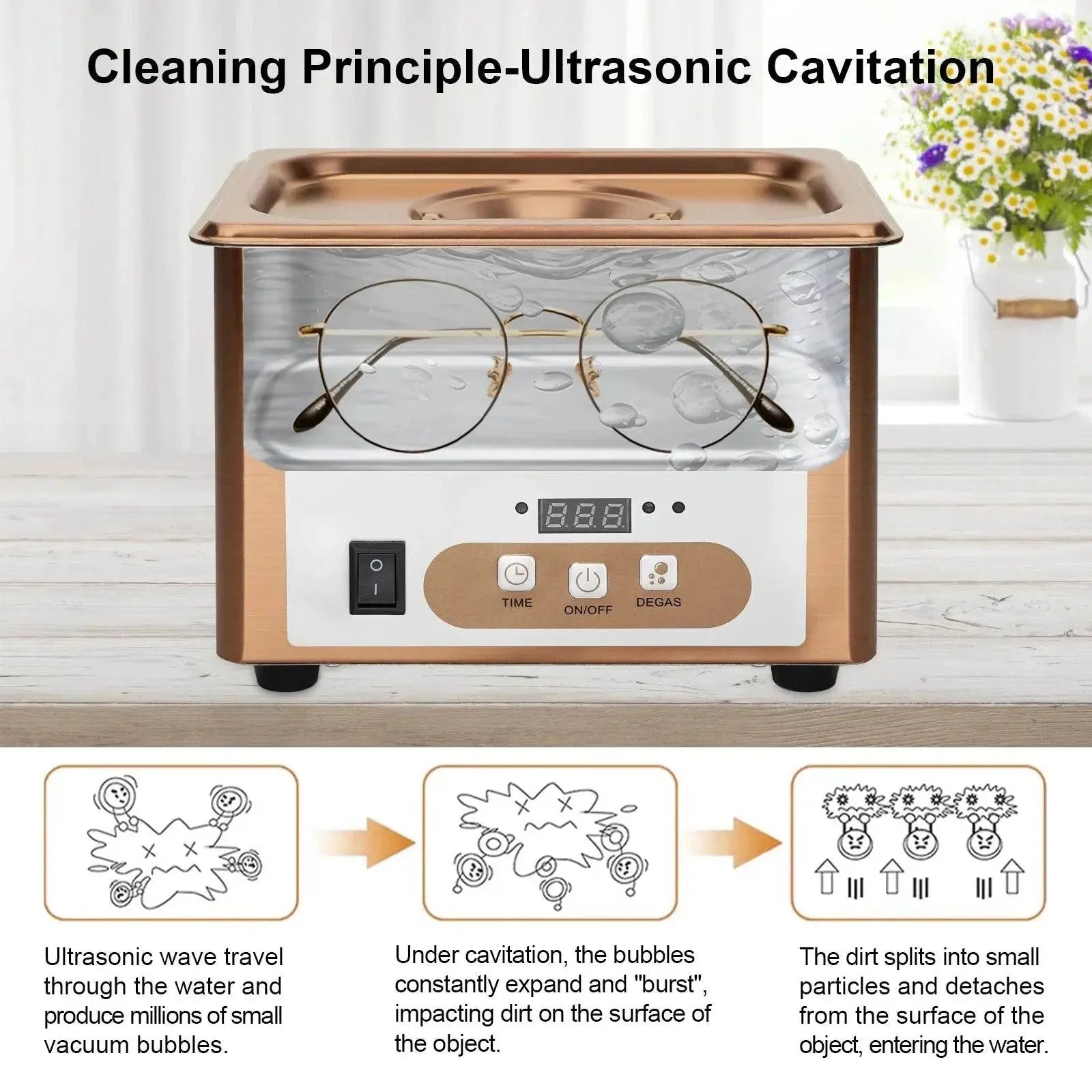 JIEJING 900mL Ultrasonic Cleaner, 60W Power, 40kHz Ultra Sonic Cleaning Machine For Jewelry, Eyeglasses, Watch, Small Parts - ACHETE LTD