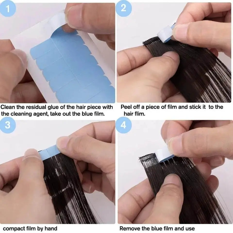 60Pieces Hair Extension Tape Tabs Double Sided Replacement Tape in Hair Extensions Adhesive Hair Extension Tapes Hair Extension - ACHETE LTD