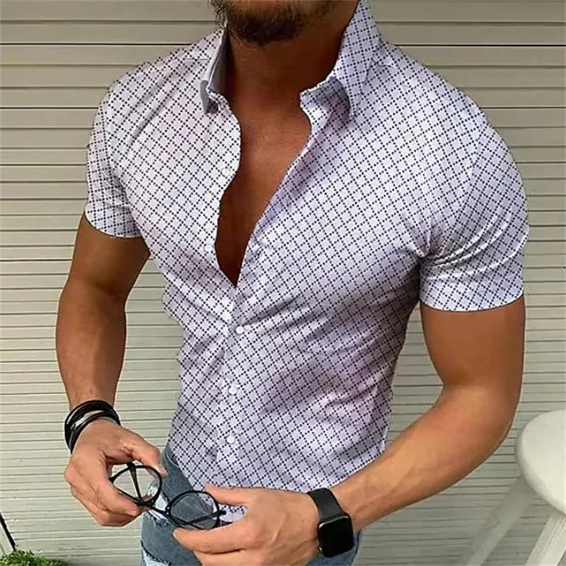 Men's 3D Printed Button-Up Shirt - Perfect for Spring & Summer, Ideal for Business & Casual Wear