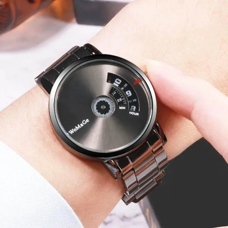 WoMaGe Black Men Watches Fashion Creative Watches Men Stainless Steel Quatrz Wristwatch Luxury Mens Watches horloge man - ACHETE LTD