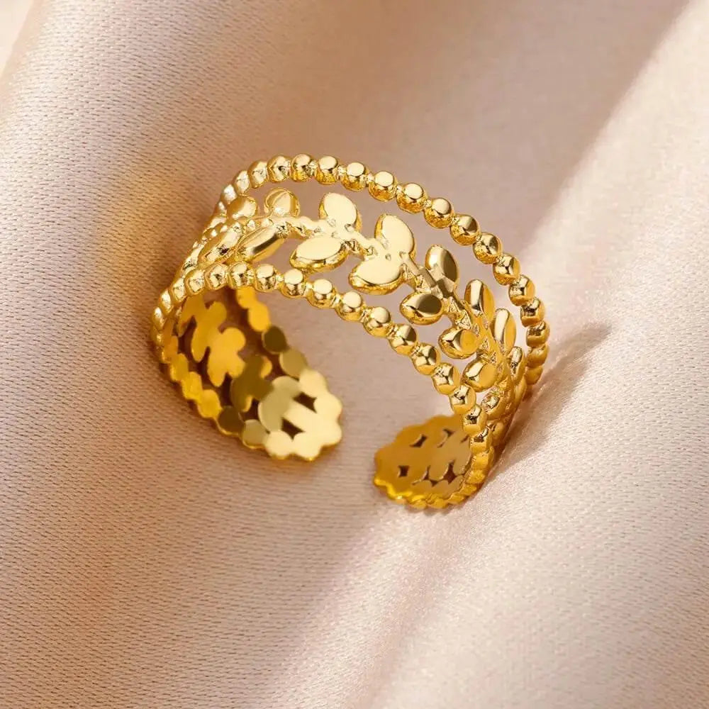 Stainless Steel Rings for Women Jewelry Summer Accessories Simple Vintage Gold Color Adjustable Aesthetic Gothic Snake Wide Ring - ACHETE LTD