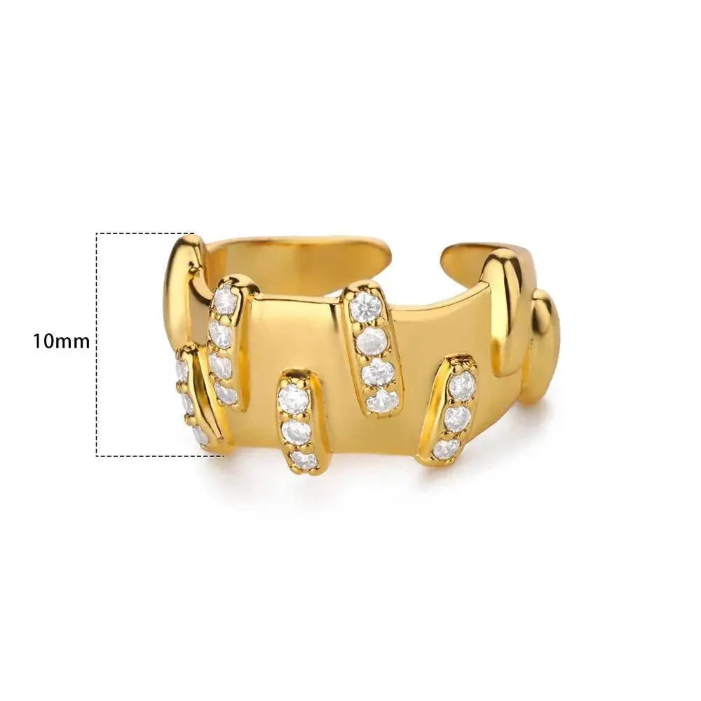 Lucky Zironia Rings for Women Girls Waterproof Gold Color Stainless Steel Ring 2024 Trend New Wedding Couple Band Party Jewelry - ACHETE LTD