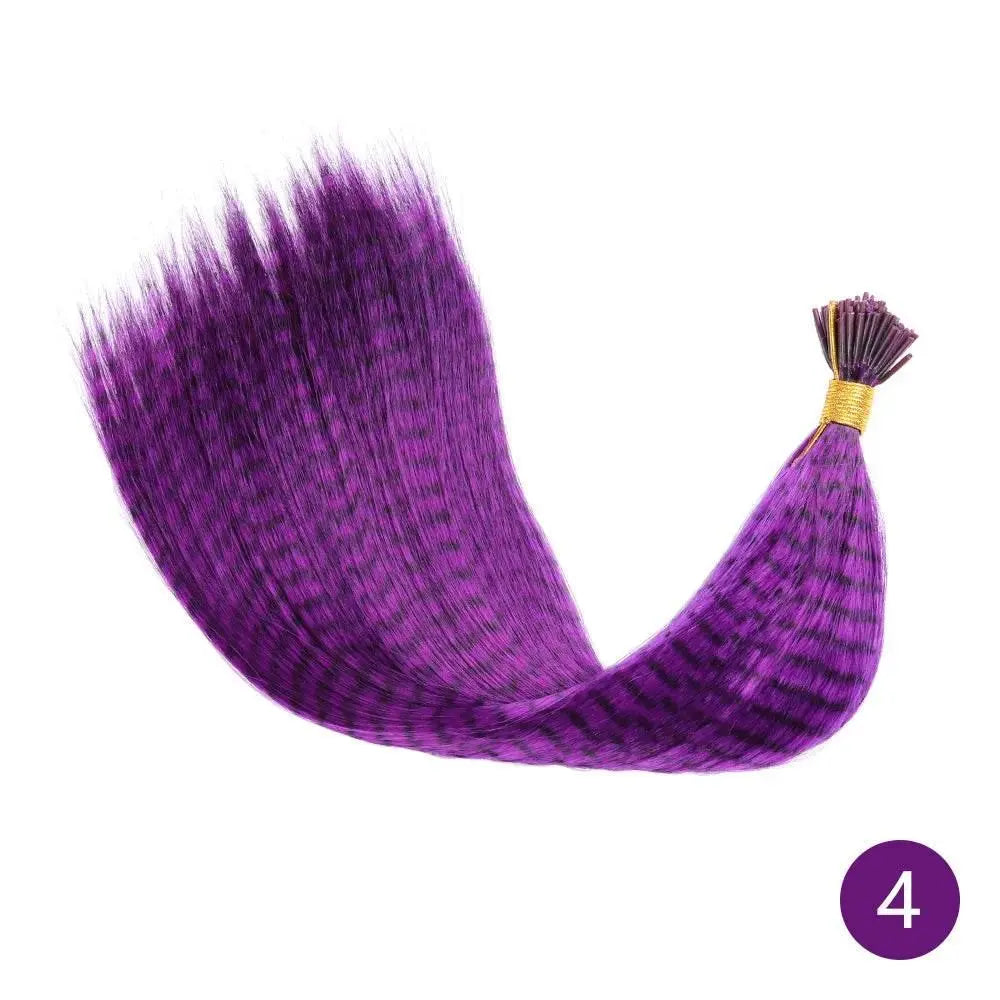AZQUEEN Feather Hair Extension 10Pieces Fake Hair I Tip Rainbow Synthetic Hair 16inch Hairpiece Feather for Hair Extension - ACHETE LTD
