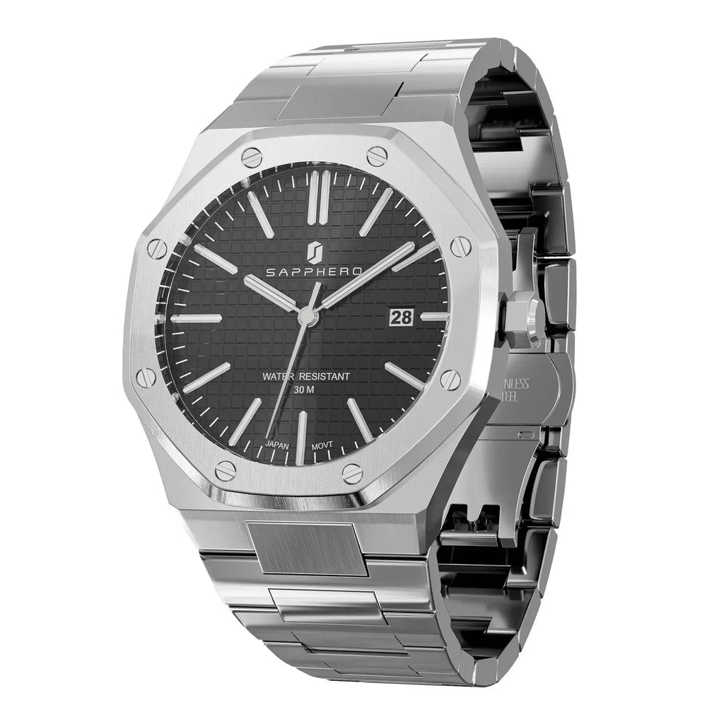 SAPPHERO Men's Watches Luxury Brands Stainless Steel Watches For Men Waterproof Clock Quartz Watches Men's Gifts Wristwatch - ACHETE LTD
