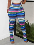 LW Autumn Striped Pants for Women 2024 Winter Fashion Contrast Trousers Casual High Elasticity Pant Plus Size Women Clothing - ACHETE LTD