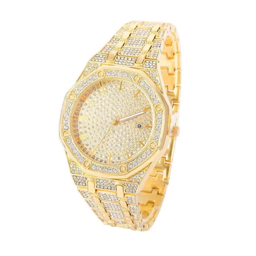 Iced Out Watch for Men Gold Watch for Men Hip Hop Fashion Cool Bling Bling Gold Diamond Luxury Mens Watch Dropshipping Relogio - ACHETE LTD