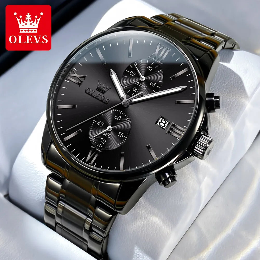 Luxury OLEVS Men's Quartz Watch - Date, Waterproof, Luminous, Stainless Steel