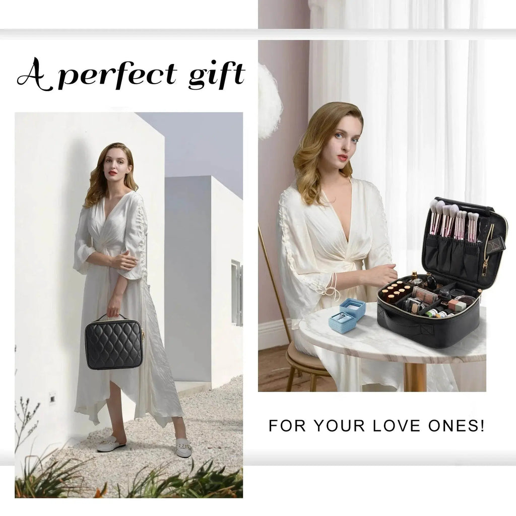 Travel Makeup Bag, Make up Bag Leather Cosmetic Bag Travel Toiletry Bag Make Up Bag Brush Organizer - ACHETE LTD