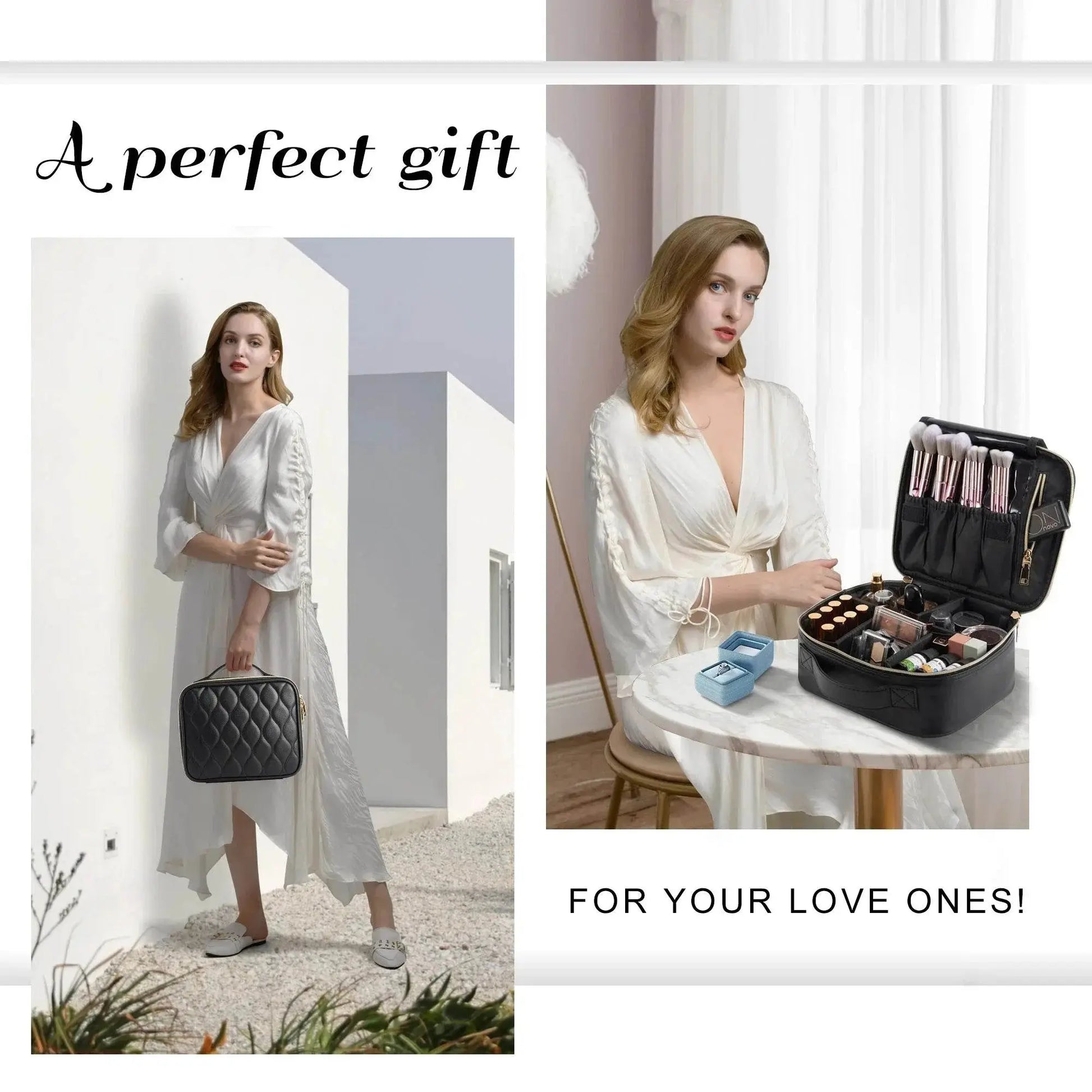 Travel Makeup Bag, Make up Bag Leather Cosmetic Bag Travel Toiletry Bag Make Up Bag Brush Organizer - ACHETE LTD