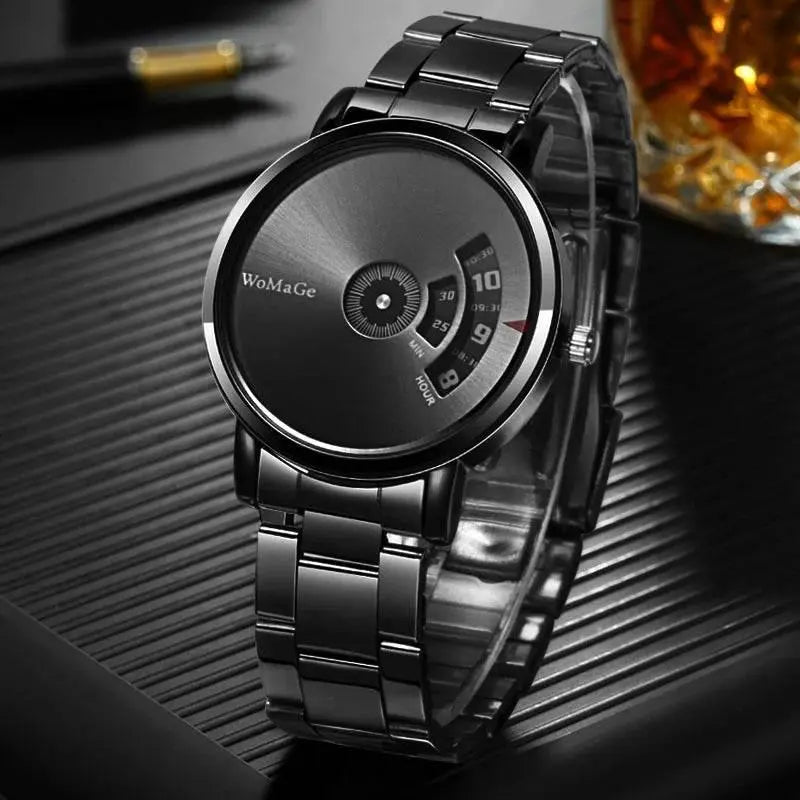 WoMaGe Black Men Watches Fashion Creative Watches Men Stainless Steel Quatrz Wristwatch Luxury Mens Watches horloge man - ACHETE LTD