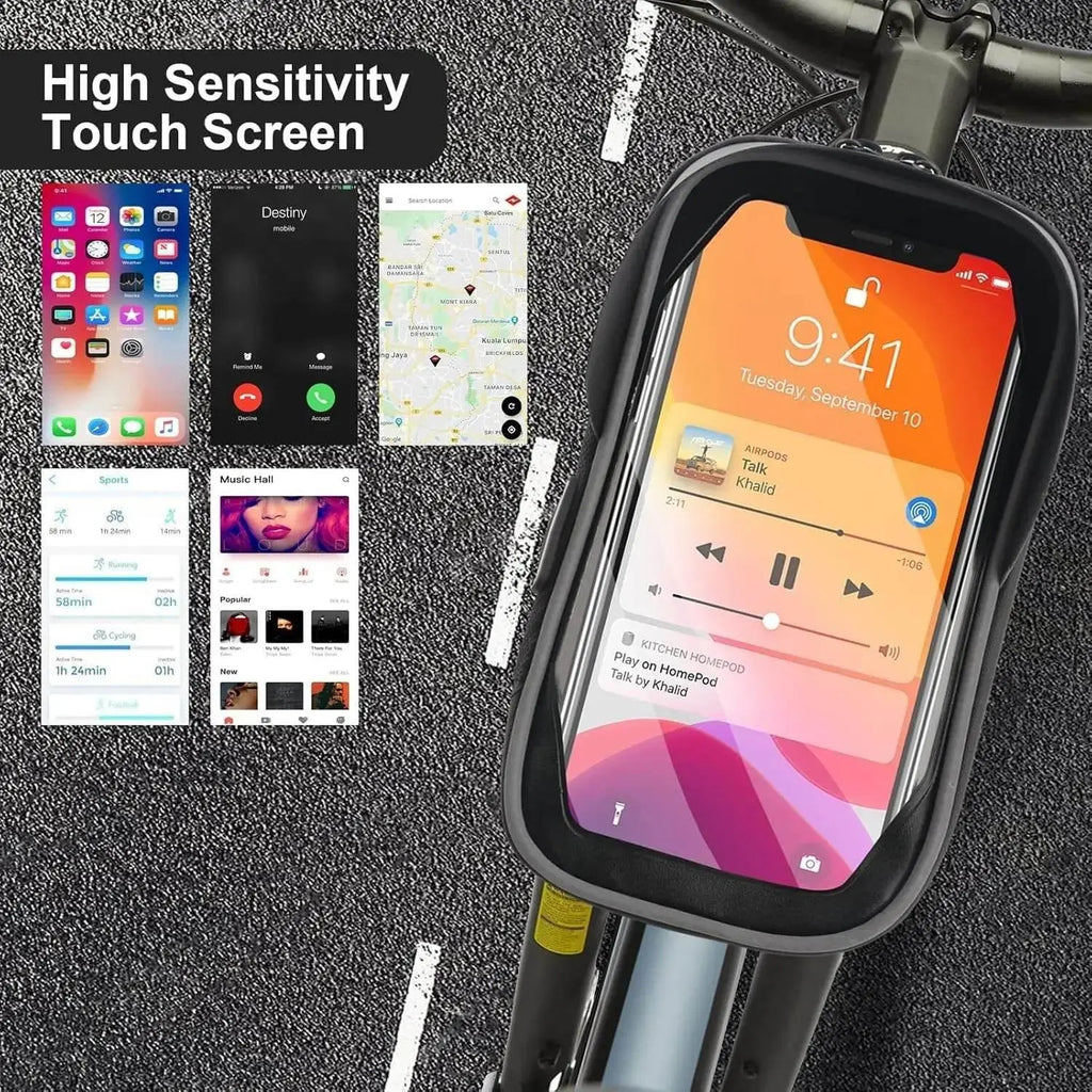 Bike Phone Handlebar Bag Holder Bike Phone Holder Waterproof Bike Bag TPU Touch Screen Handlebar Mount Phone Front Frame Bag - ACHETE LTD