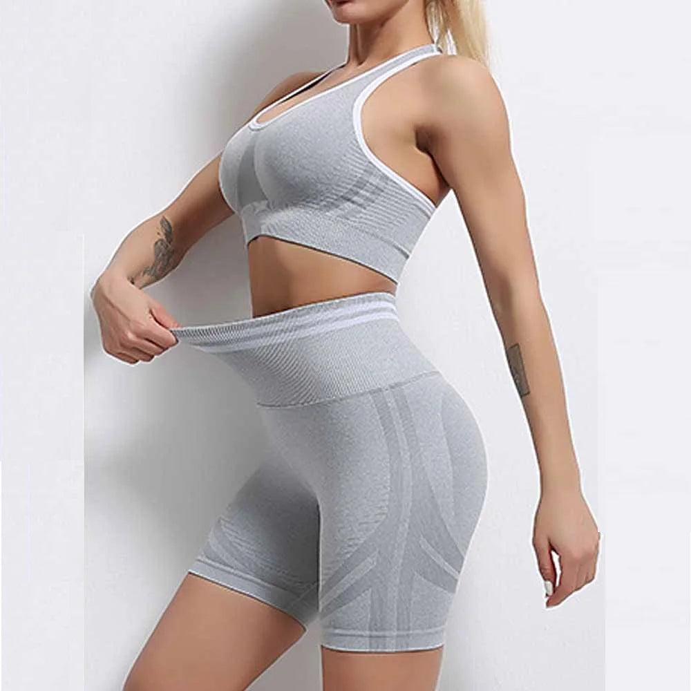 Gym Set Workout Clothes for Women  Yoga  Seamless Sports Bra Suit High Waist Shorts  Tracksuit Female Clothing