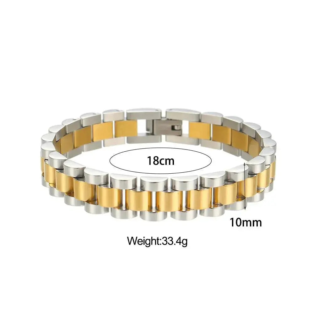 Miniamlist Men Bracelet Gold Jewelry Street Style Stainless Steel 316L 18k Gold Plated Cuban Chain Bracelets For Women - ACHETE LTD