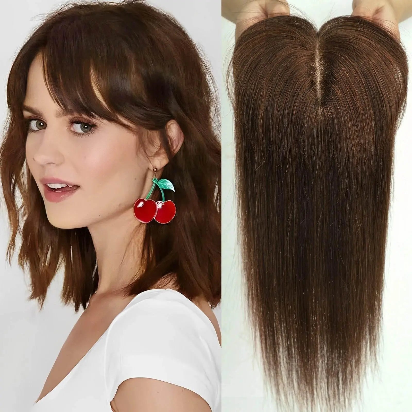 Human Hair Toppers Silk Base Blonde Ombre Dark Root Remy Human Hair Extensions Hairpieces for White Women 10/14 inch Human Hair - ACHETE LTD