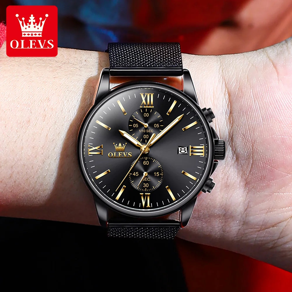 Luxury OLEVS Men's Quartz Watch - Date, Waterproof, Luminous, Stainless Steel