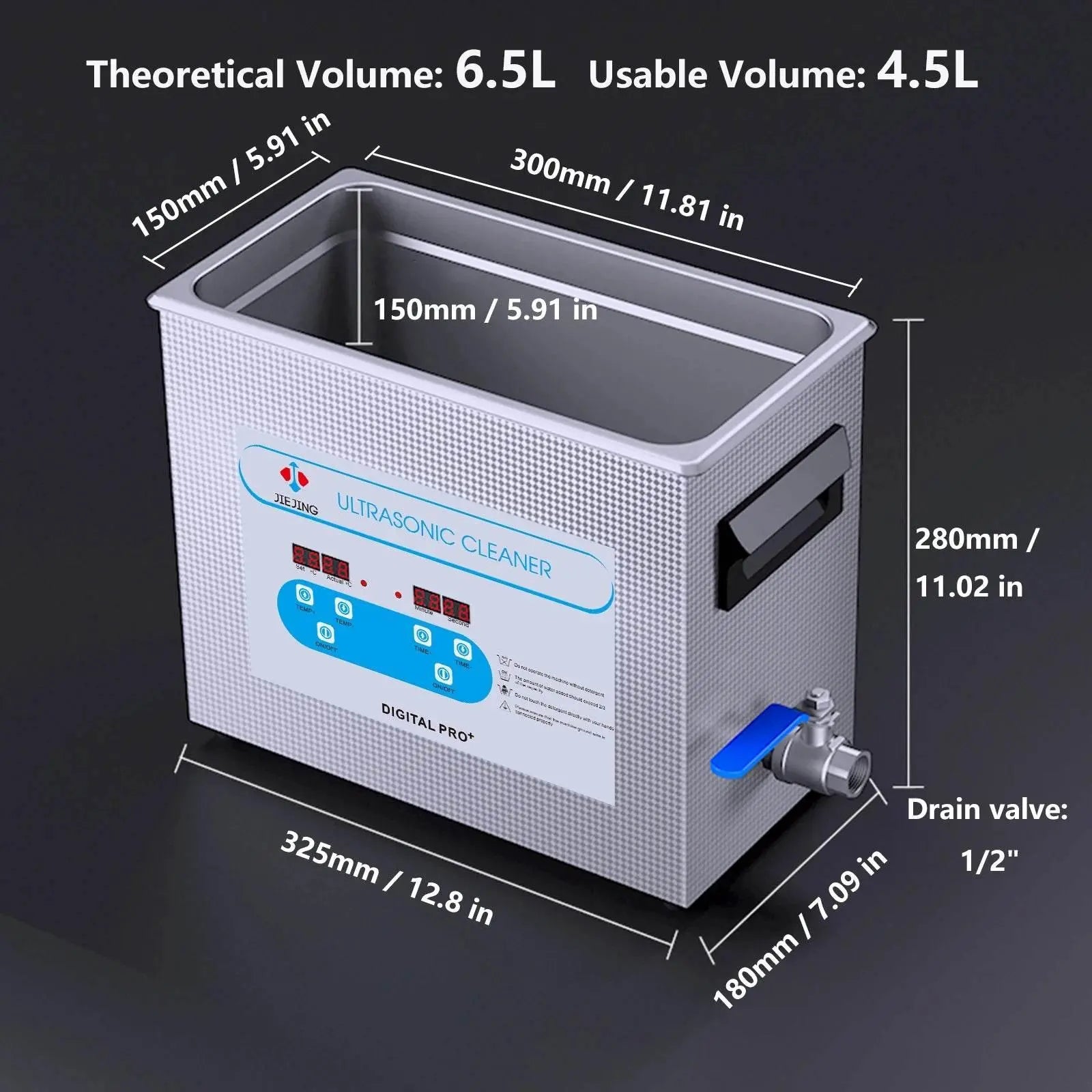 6.5L Ultrasonic Cleaner Heated Ultra Sonic Cleaner With Timer 40kHz Ultrasonic Cleaning Machine for Carburetor Engine Parts - ACHETE LTD