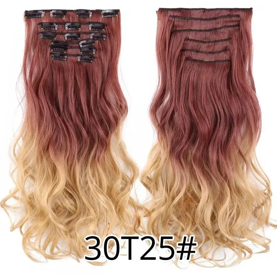Leeons Synthetic Hair Curly Clip In Wig Extension 16 Clips In Hair Extension Hair Pieces Fake Hair Extension Synthetic 49 Colors - ACHETE LTD