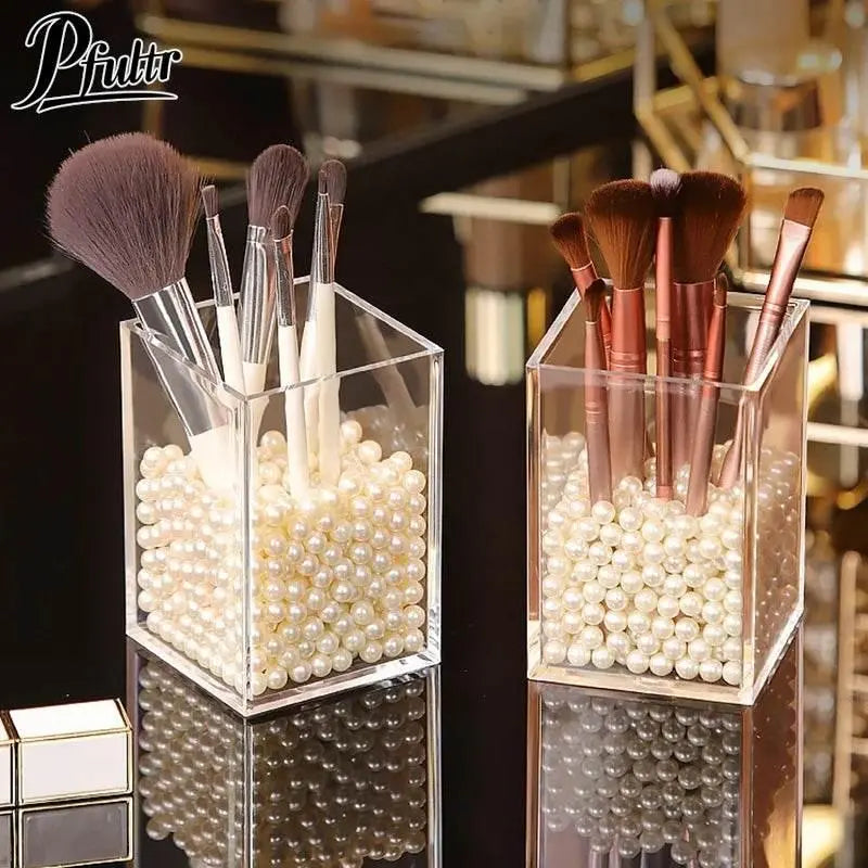 Make Up Organizer Plastic Makeup Brush Pot Storage Acrylic For Cosmetics Holder Desk Cosmetic Storage Container - ACHETE LTD