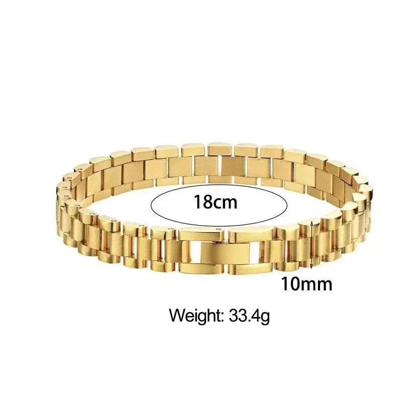Miniamlist Men Bracelet Gold Jewelry Street Style Stainless Steel 316L 18k Gold Plated Cuban Chain Bracelets For Women - ACHETE LTD