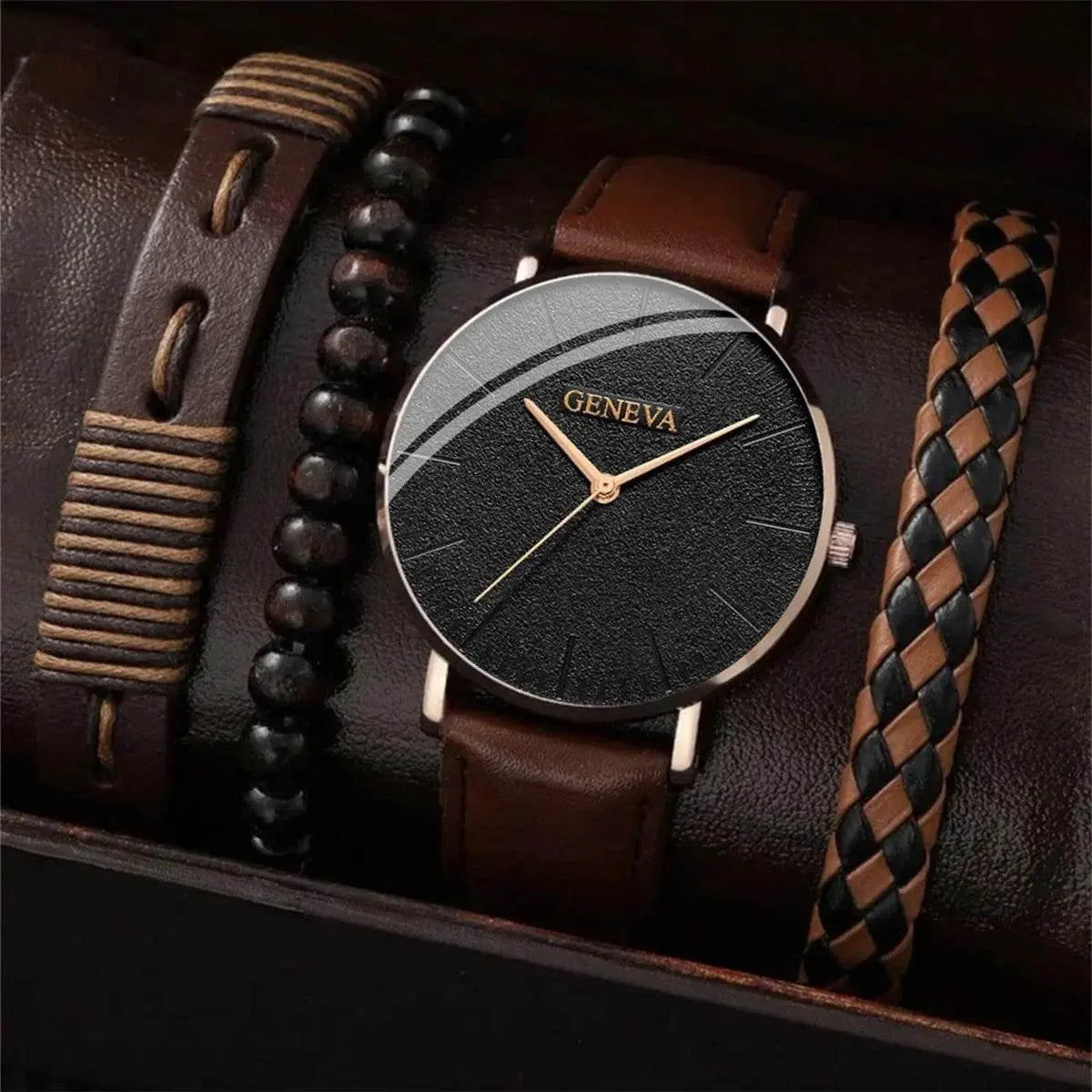 4Pcs Men Watch Set Fashion Business Quartz Watch for Men Casual Bracelet Watch Set Men Sports Watches Wristwatches Relogios Gift - ACHETE LTD