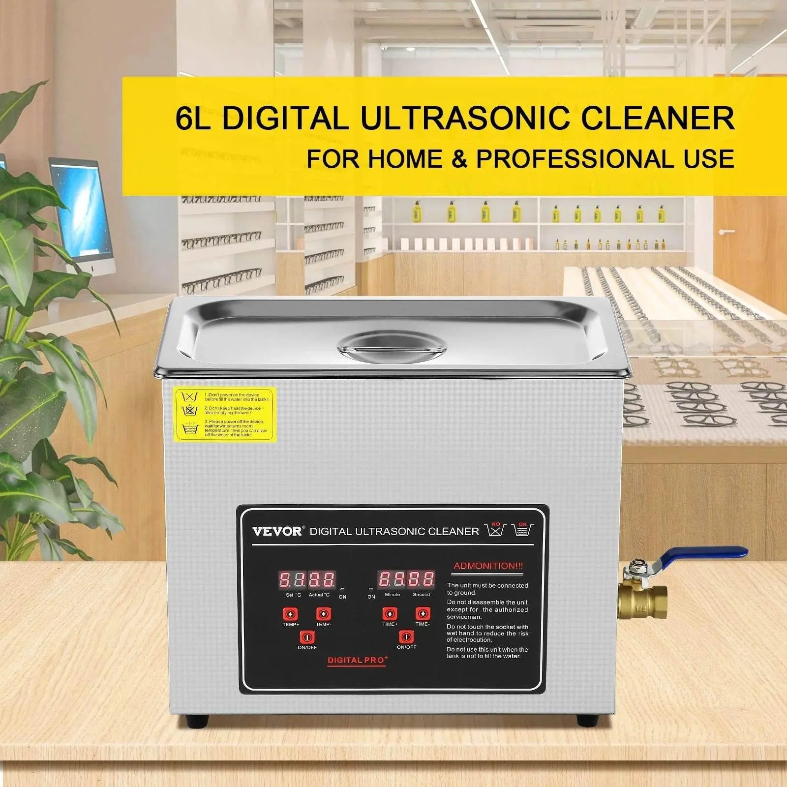 VEVOR Ultrasonic Cleaner w/ Digital Timer & Heater,Professional Ultra Sonic Jewelry Cleaner,Stainless Steel Heated Clean Machine - ACHETE LTD