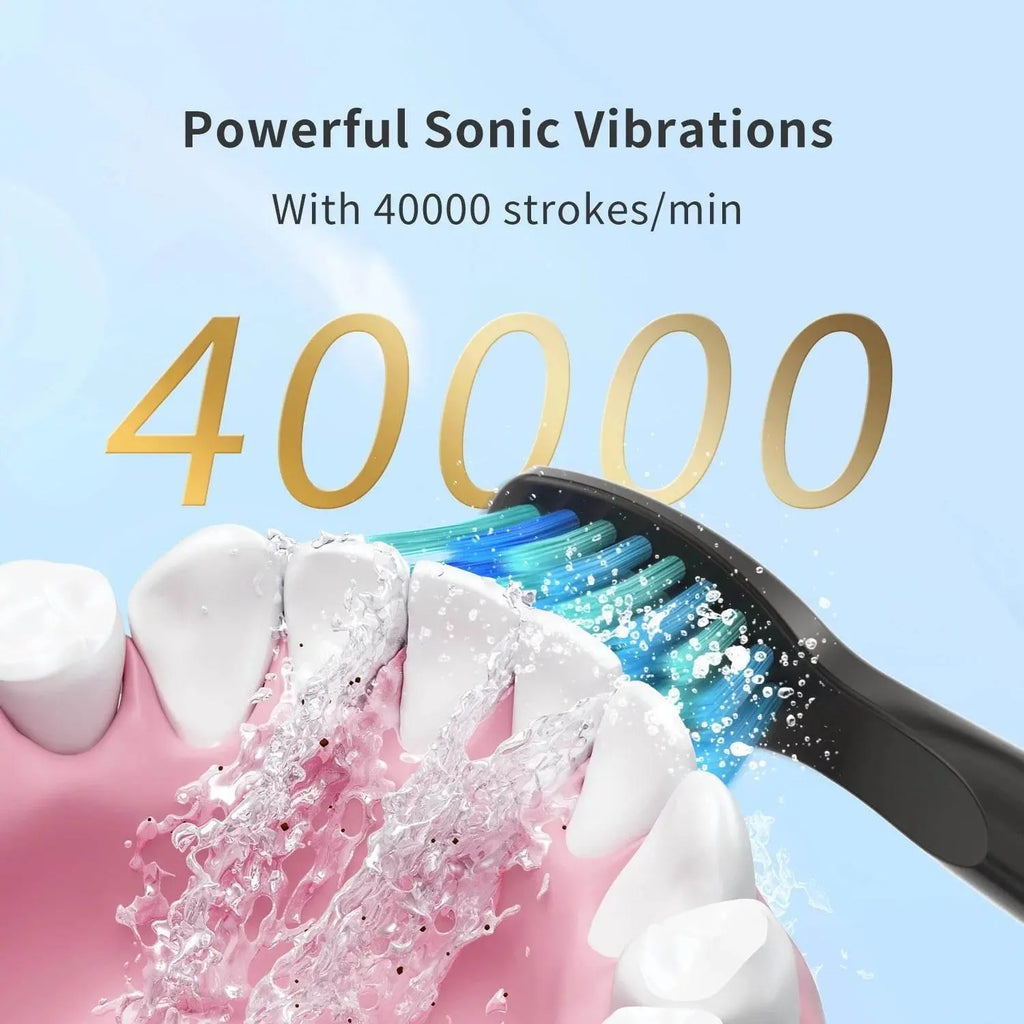 SEAGO Couple Rechargeable Electric Toothbrush Sonic Tooth Brush Travel Box Ultrasonic Replace 8 Brush Heads - ACHETE LTD