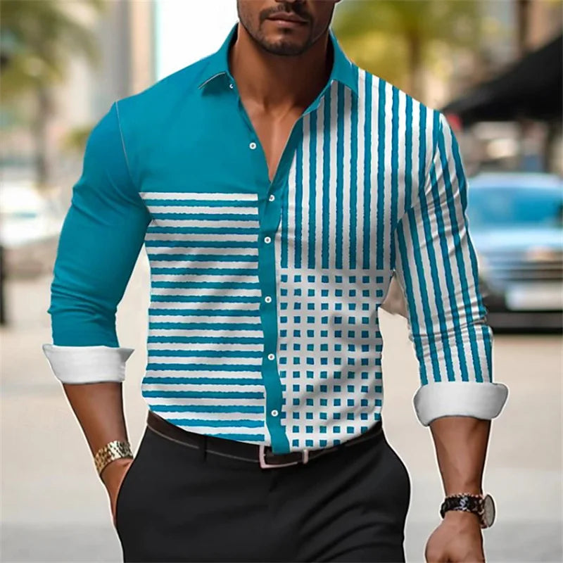 Men's 3D Printed Button-Up Shirt - Perfect for Spring & Summer, Ideal for Business & Casual Wear