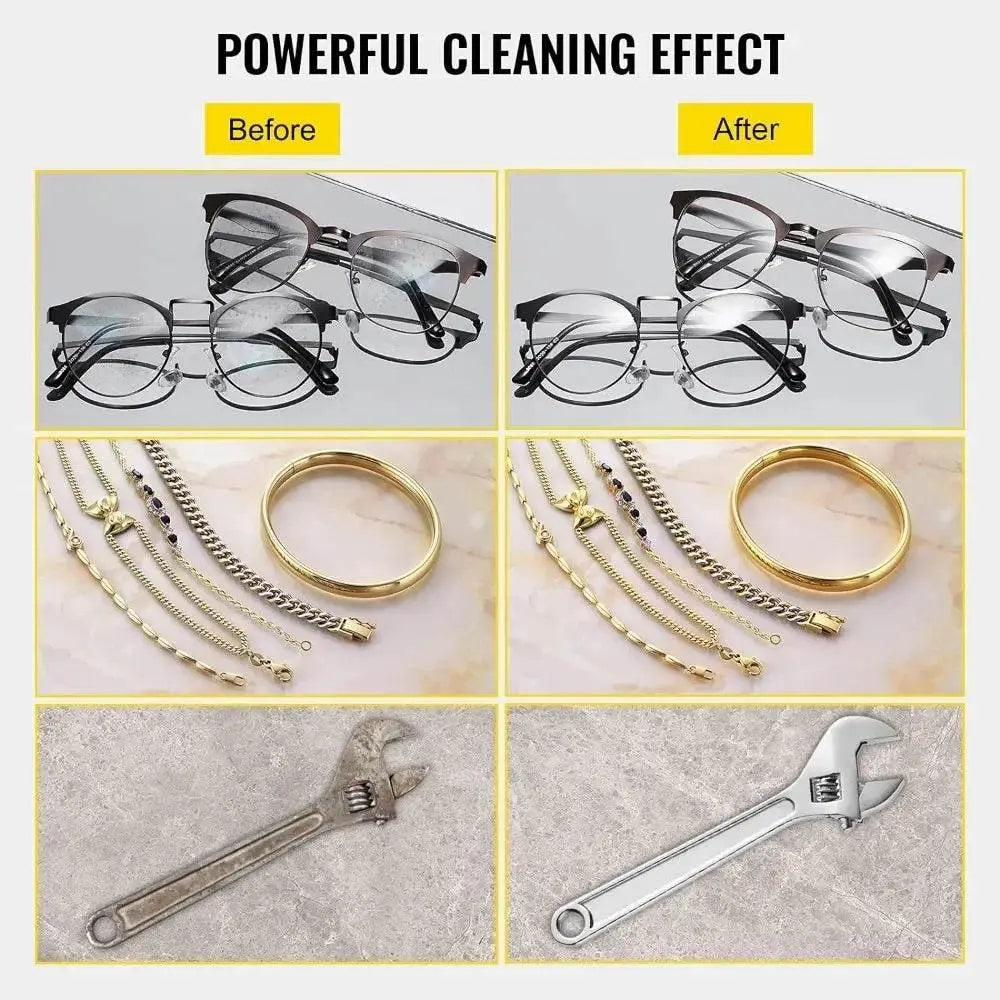 Ultrasonic Cleaner, with Digital Timer & Heater, Ultra Sonic Jewelry Cleaner, Stainless Steel Heated Cleaning Machine - ACHETE LTD