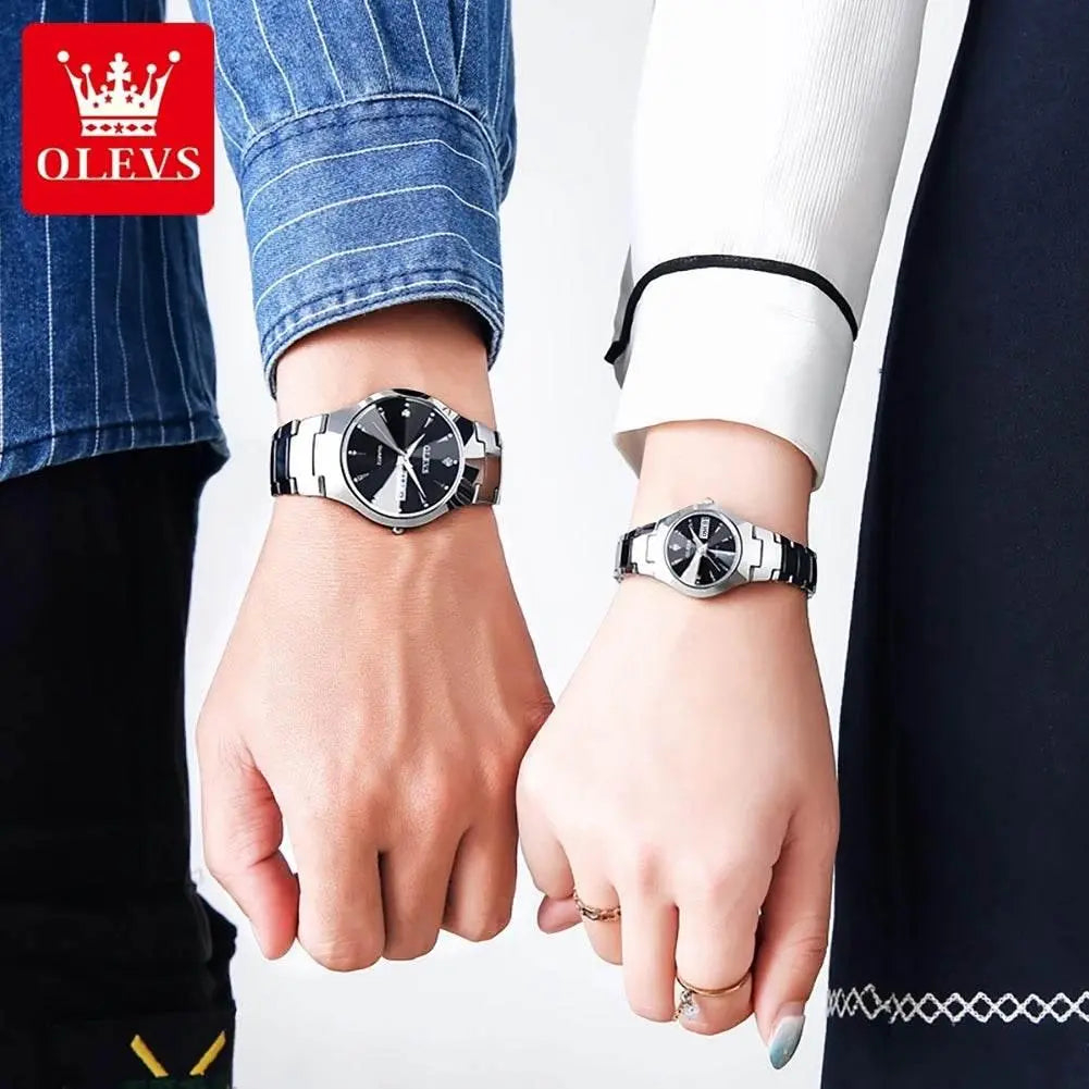 OLEVS 8697 Luxury Couple Quartz Watch Movement Reloj Waterproof Luminous Watch For Couple Dual Calendar Display Couple Watches - ACHETE LTD