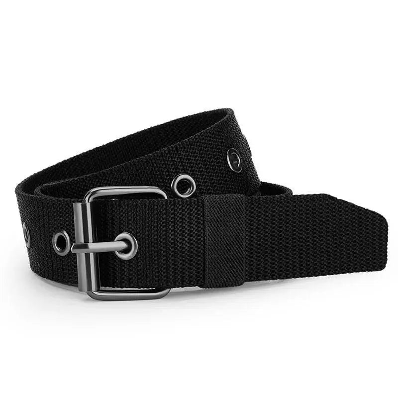 Perforated canvas belt, 120 cm men pin buckle belt, student youth Korean version, versatile jeans belt, Men Canvas Belt - ACHETE LTD