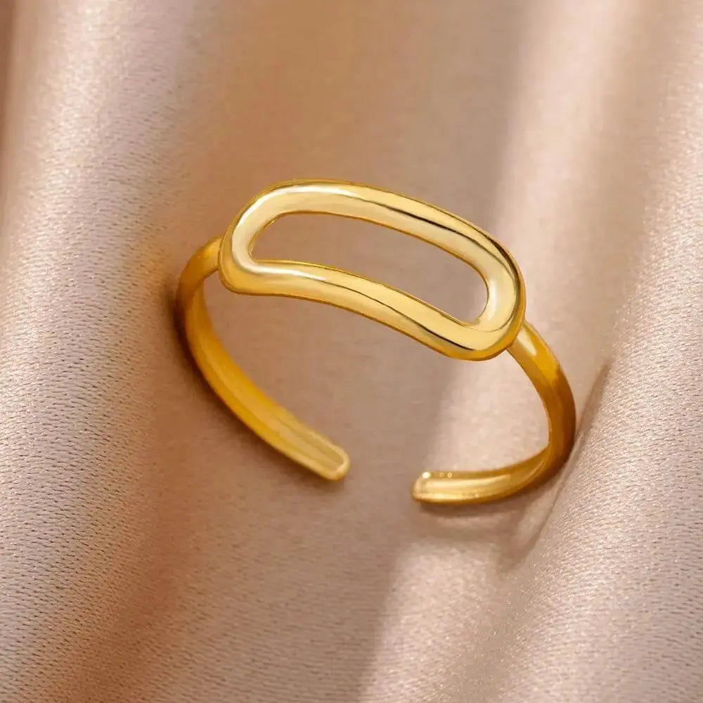 Stainless Steel Rings for Women Jewelry Summer Accessories Simple Vintage Gold Color Adjustable Aesthetic Gothic Snake Wide Ring - ACHETE LTD