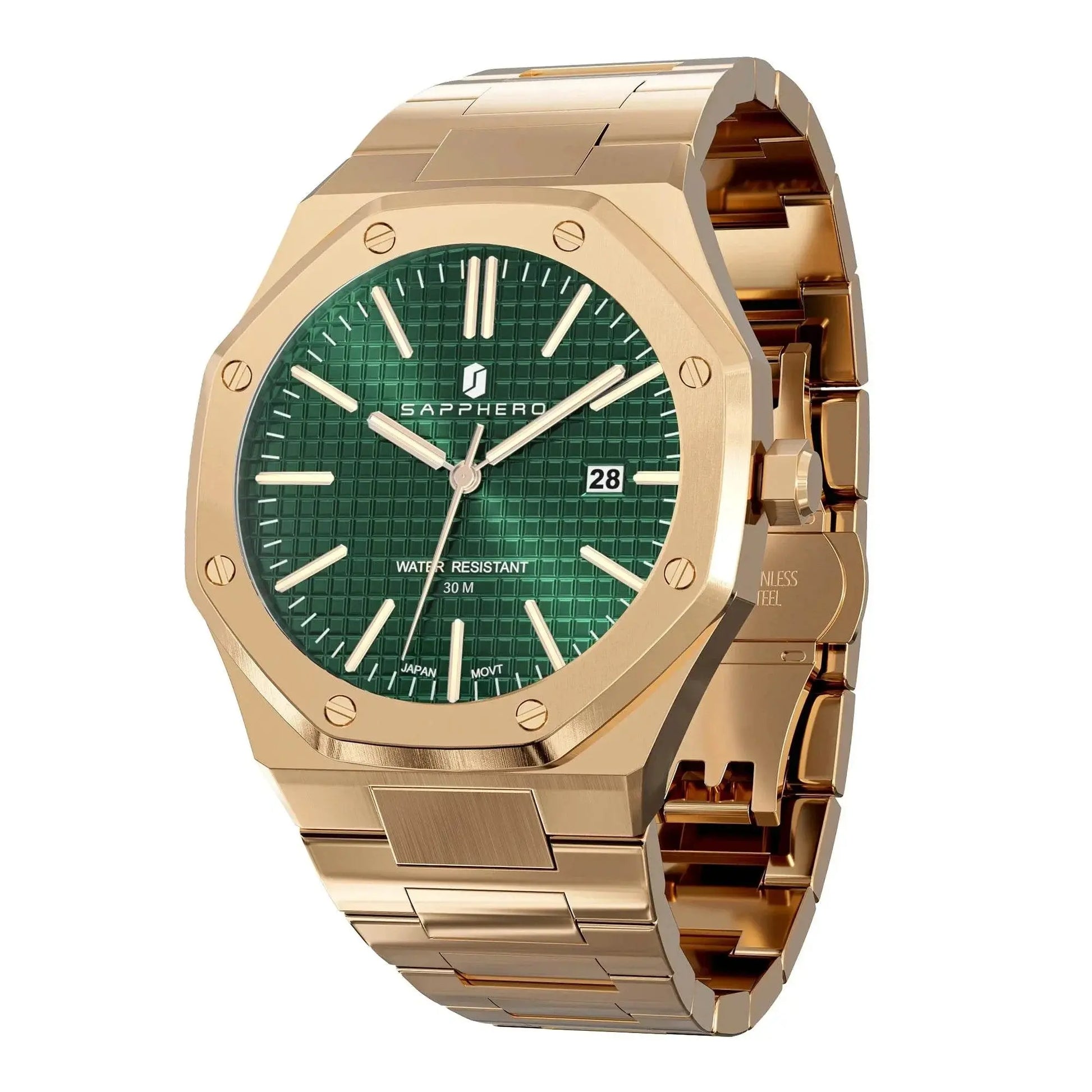 SAPPHERO Men's Watches Luxury Brands Stainless Steel Watches For Men Waterproof Clock Quartz Watches Men's Gifts Wristwatch - ACHETE LTD
