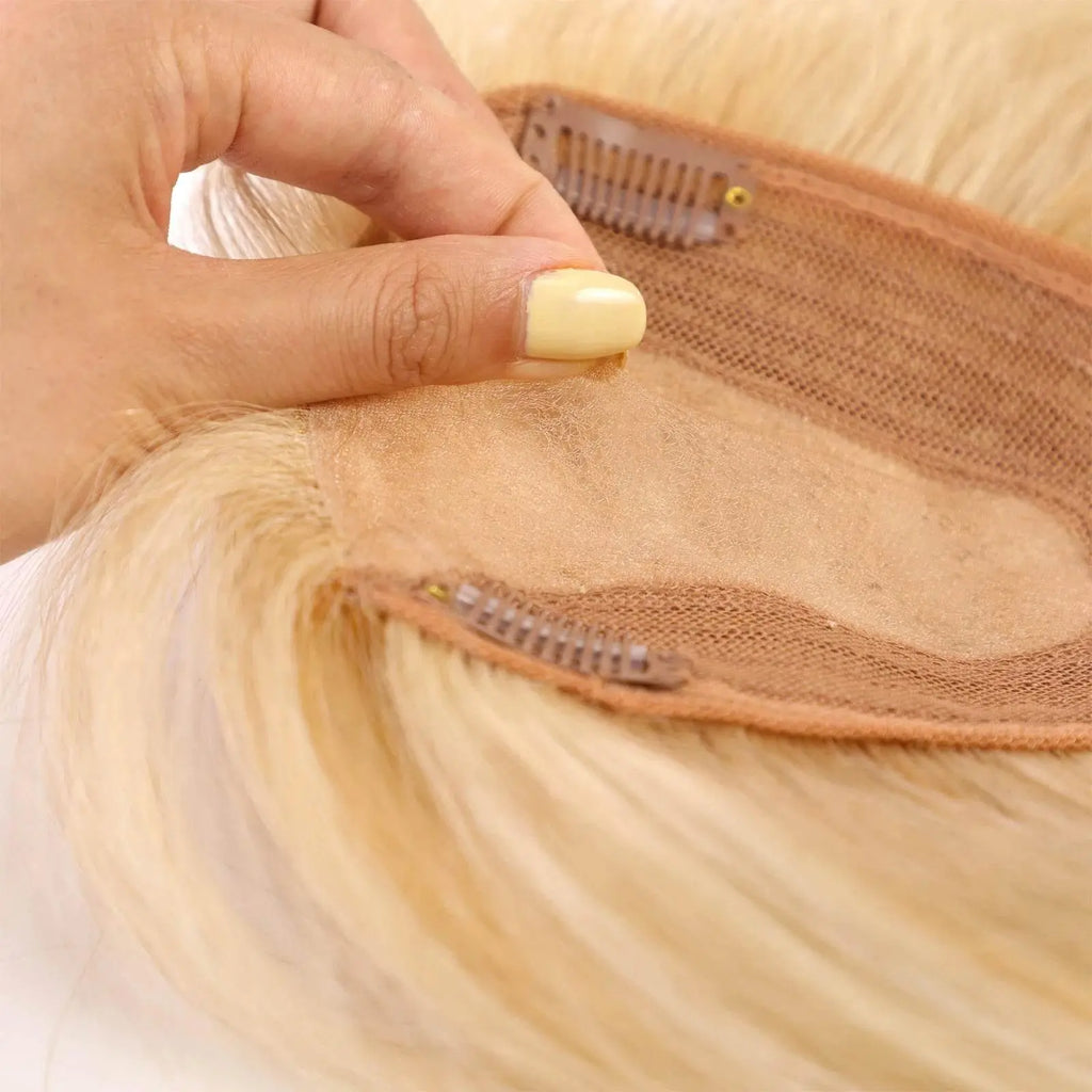100% Remy Human Hair Toppers Clips in Blonde Platinum Highlight Remy Human Hair Pieces for White Women Hair Extensions Daily Use - ACHETE LTD