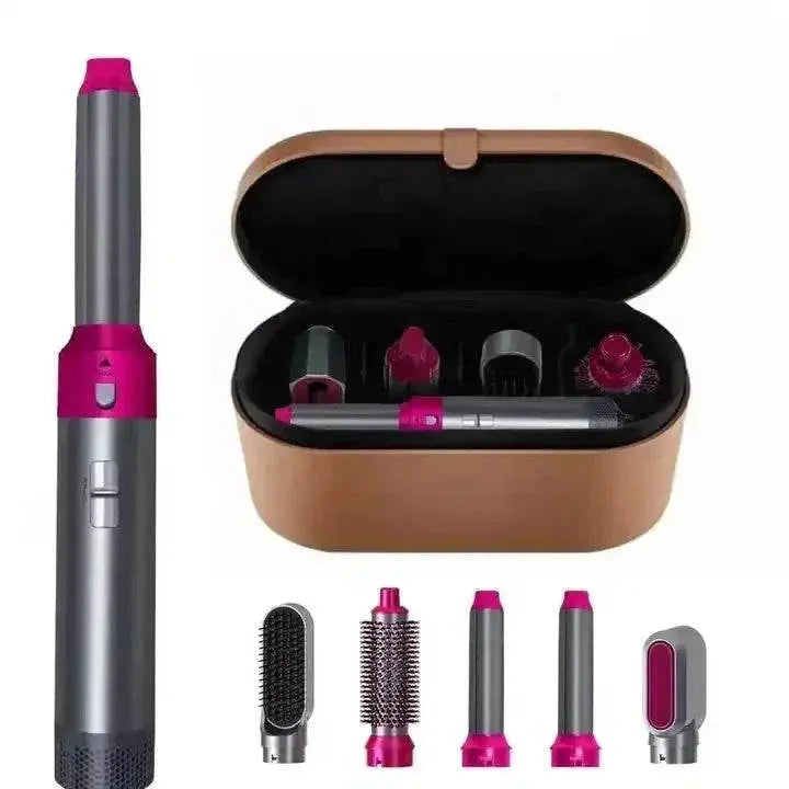 Hair Dryer 5-In-1 Electric Hair Comb Negative Ion Straight Curler Brush Blow Dryer Air Comb Removable Brush Kit Tool - ACHETE LTD