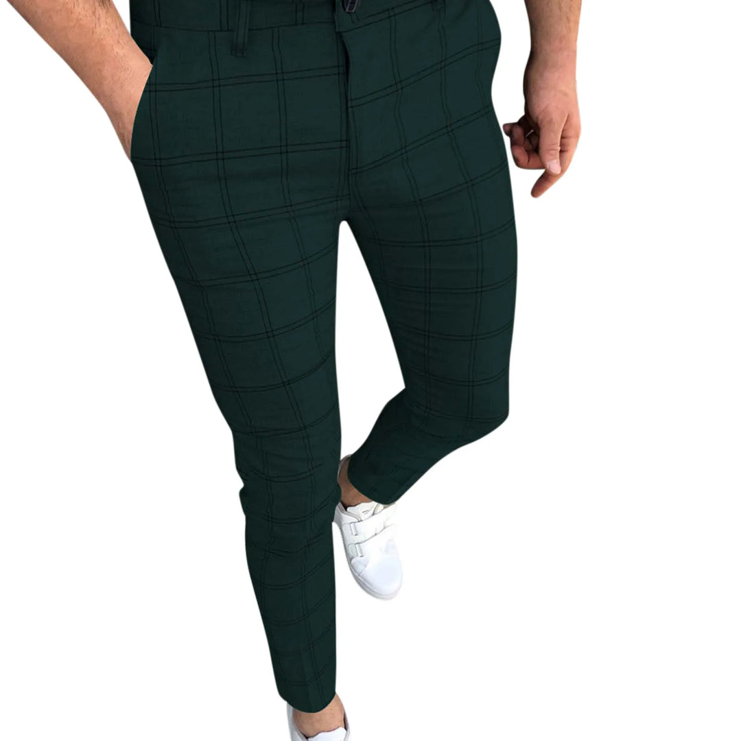 Men Slim Fit Plaid Print Zipper Casual Fashion Long Pants Trousers Apparel Relaxed Fit Cargo Pants for Men Size 13