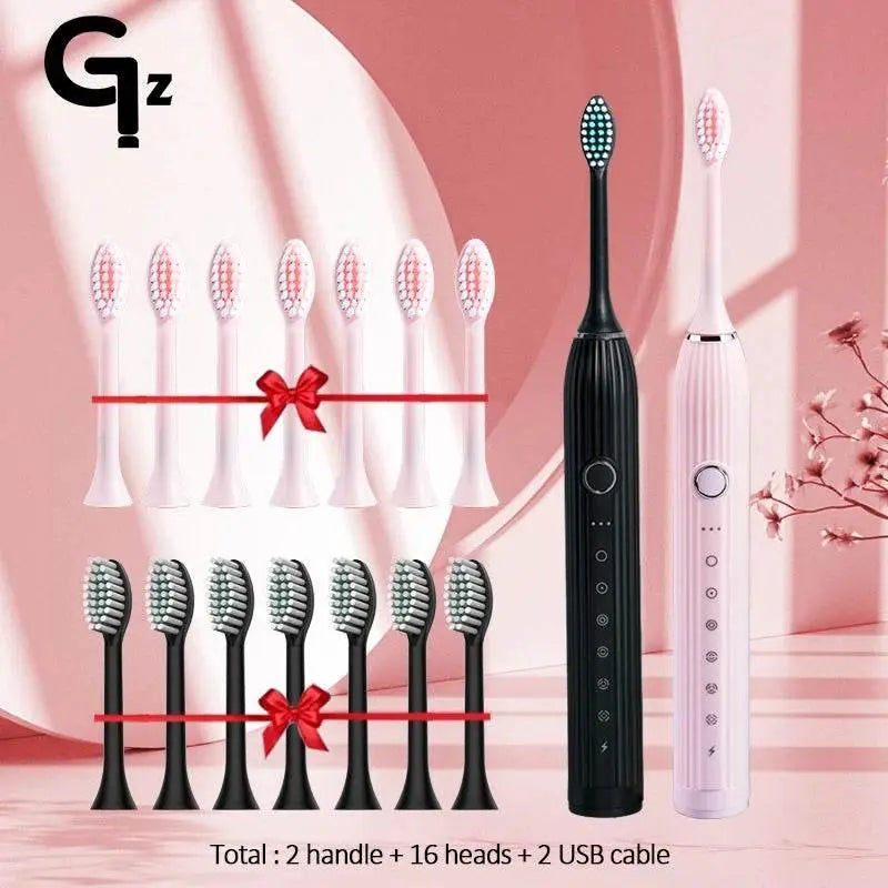 GeZhou N105 Sonic Electric Toothbrush Adult Timer Brush USB Rechargeable Electric Tooth Brushes with 8pcs Replacement Brush Head - ACHETE LTD