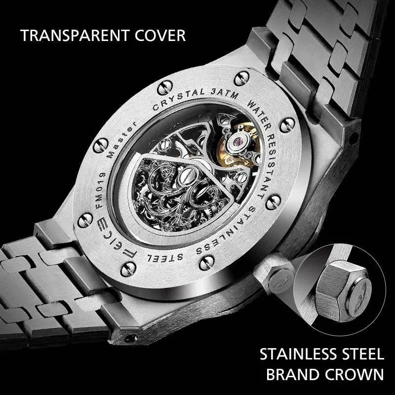 FEICE Automatic Mechanical Luxury Watch Men Top Brand Stainless Steel Watch Luminous Waterproof Watch for Men feice Skeleton 019 - ACHETE LTD