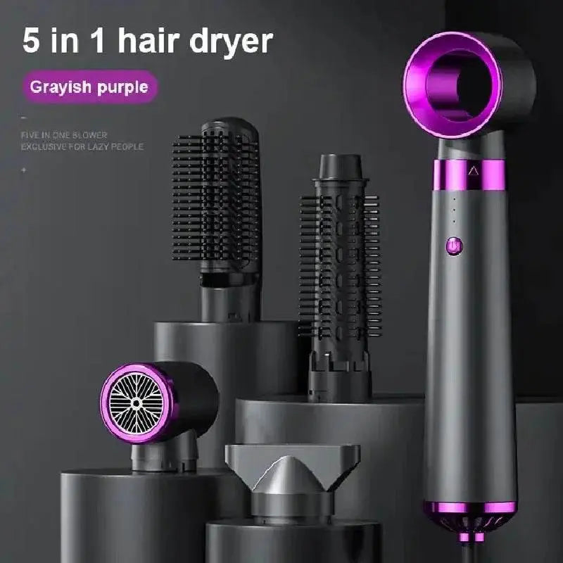 Hair Dryer 5-In-1 Electric Hair Comb Negative Ion Straight Curler Brush Blow Dryer Air Comb Removable Brush Kit Tool - ACHETE LTD