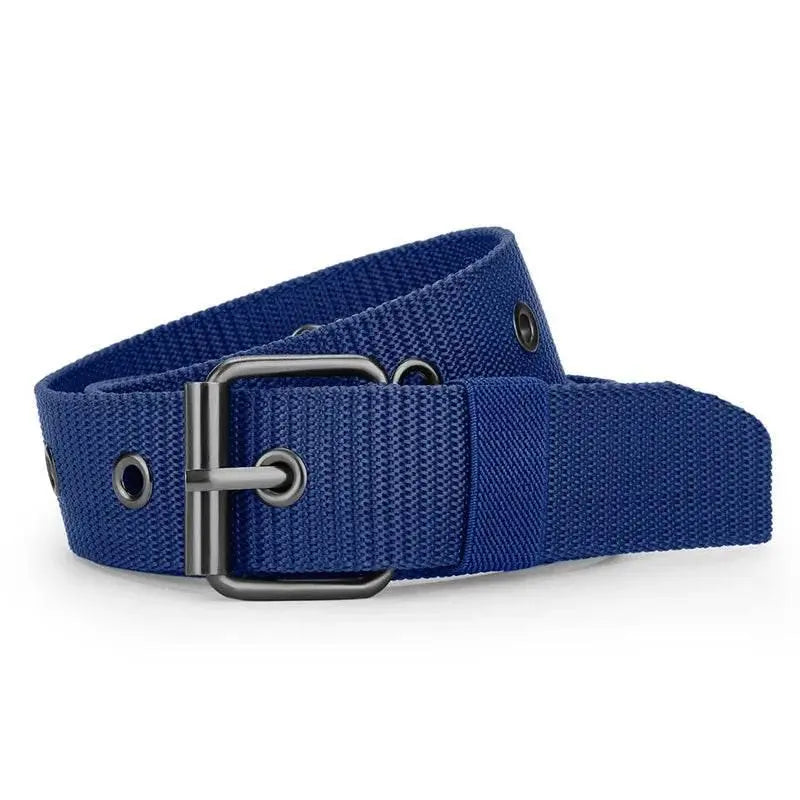 Perforated canvas belt, 120 cm men pin buckle belt, student youth Korean version, versatile jeans belt, Men Canvas Belt - ACHETE LTD