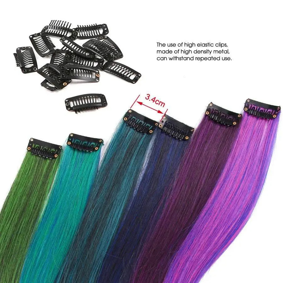 Alileader Clip On Hair Extension 57Color Ombre Straight Hair Extension Clip In Hairpieces High Temperature Faber Hair Pieces - ACHETE LTD