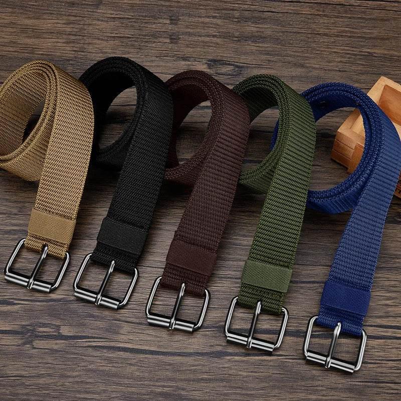 Perforated canvas belt, 120 cm men pin buckle belt, student youth Korean version, versatile jeans belt, Men Canvas Belt - ACHETE LTD