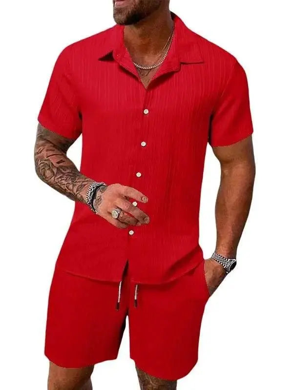Men Shirt Sets 3d Print Solid Stripes Short Sleeve Casual Shirt oversized Beach Shorts Summer Streetwear Hawaiian Suits Clothes - ACHETE LTD