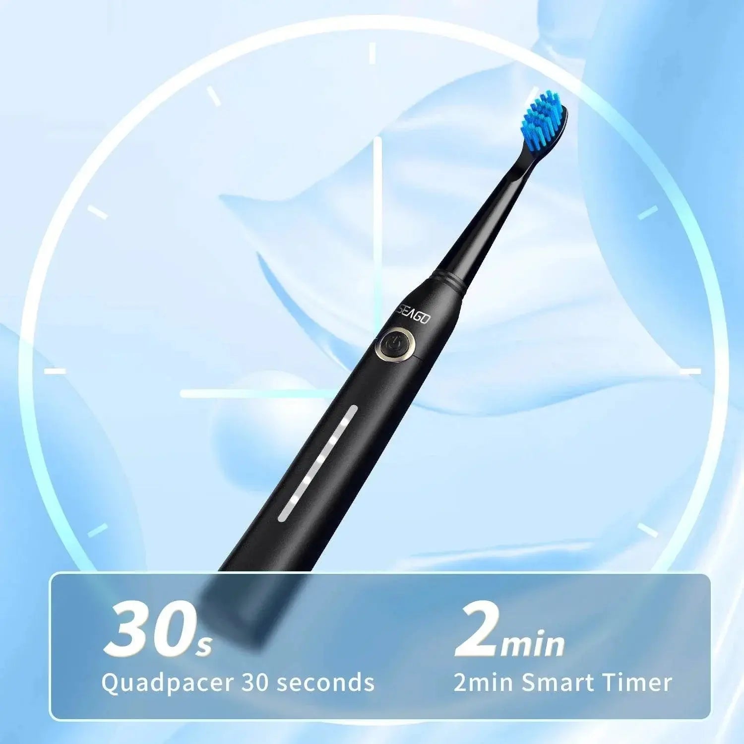 SEAGO Couple Rechargeable Electric Toothbrush Sonic Tooth Brush Travel Box Ultrasonic Replace 8 Brush Heads - ACHETE LTD